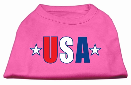 USA Star Screen Print Shirt Bright Pink XS